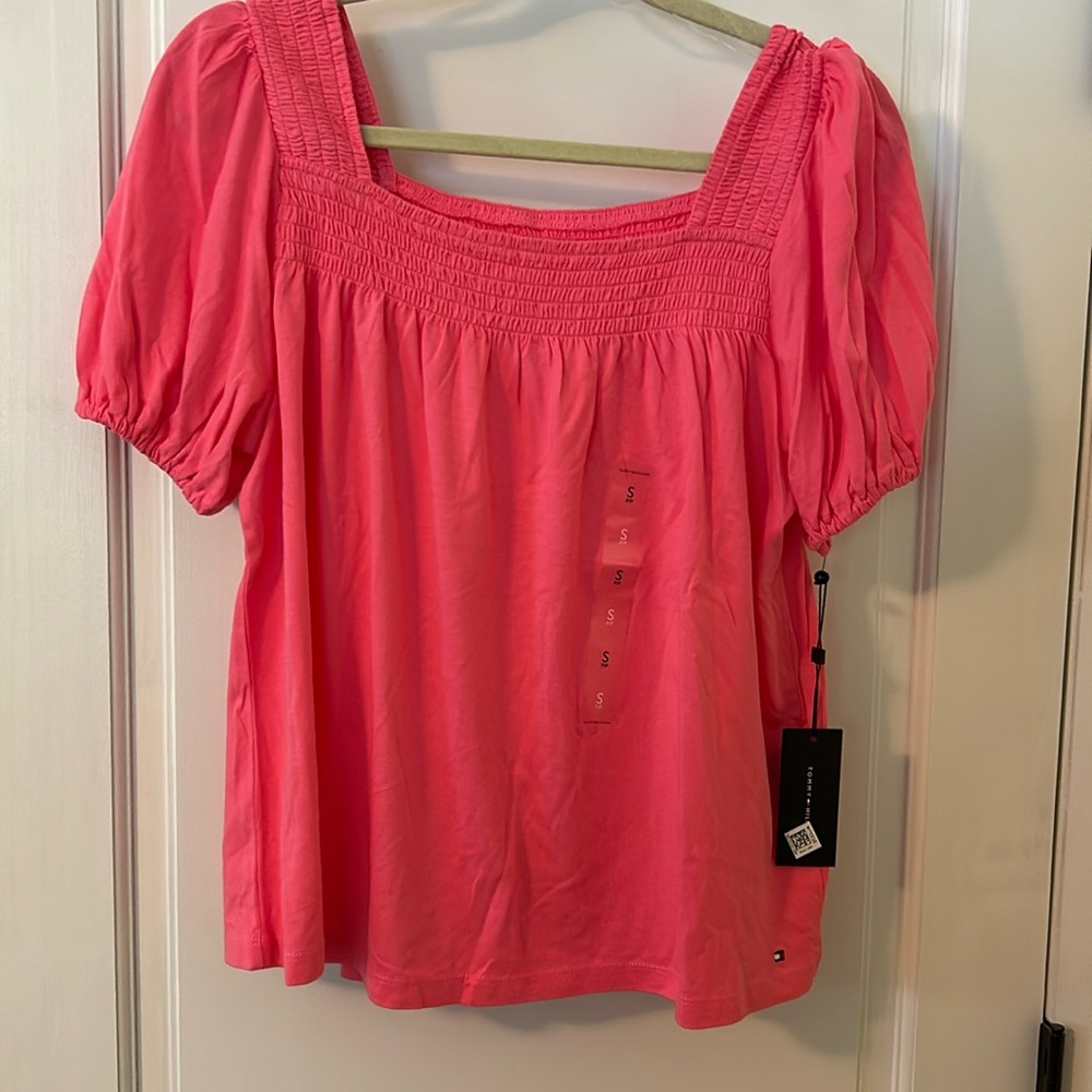 Tommy Hilfiger NWT smocked square neck top in size Small